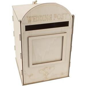 Handmade Wooden Wedding Mailbox Post Box with Lock, Retro Wood Card Box for Wedding Reception Decorations, Great for Weddings and Parties (JM01617)