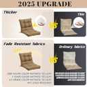 Marsui 4 Pcs Outdoor Indoor High Back Chair Cushions Patio Furniture Tufted Pillow with Ties Water-Resistant Replacement Outdoor Rocking Chair Cushions, 42 x 21 Inches (Dark Brown,Solid Color)