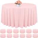 12 Pack Round Tablecloth 120 Inch - Pink Polyester Table Cloth for Round Table, Premium Pink Tableclothes Washable Fabric Table Cover for Wedding Party Banquet Restaurant Reception Dining