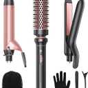 Wavytalk 3 in 1 Curling Wand Set, Multi Curl, Curling Iron Set with Heated Round Brush, Flat Iron Hair Straightener, 1 1/4 inch Curling Iron, Dual Voltage Hair Curler (Rose Gold)