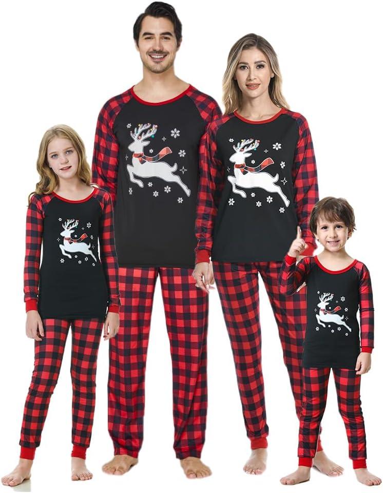 MyFav Matching Family Christmas Pajamas Set Soft Holiday Clothes Sleepwear (L)