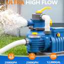 2500 GPH Sand Filter Pump for Above Ground Pools, Pool Pumps Above Ground with 24H Automatic Timer, 6-Way Valve, Efficient Circulation & Filtration Pool Sand Pump, Up to 12000 Gallons -Yellow