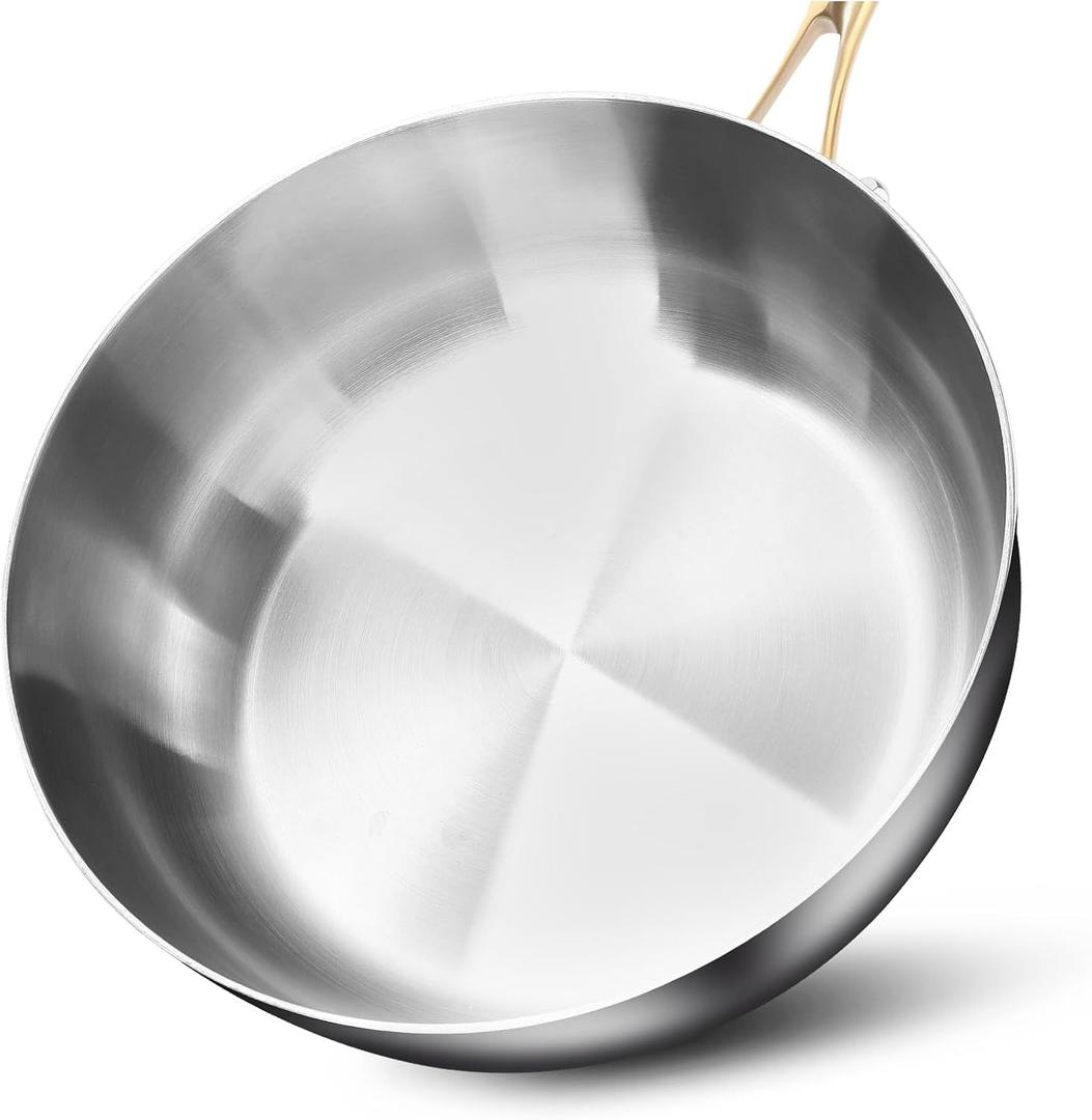 SUS316 Stainless Steel Frying Pan, 7-Layered Professional Skillets, 8 Inch Small PFOA and PTFE Free Cookware, Dishwasher and Oven Safe Saute Pans