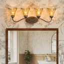 VitaLink 4-Light Bathroom Vanity Light 29.5" Rustic Amber Glass Wall Sconces for Bathroom Over Vanity Mirror Wall Lamp for Living Room Hallway E26