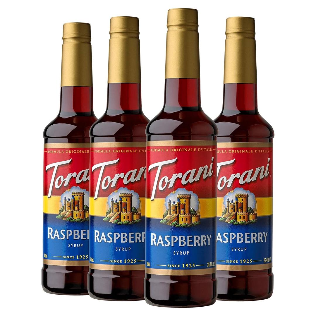 Torani Raspberry Flavored Drink Syrup, 25.4 fl oz, 4 Pack, BB 08-11-28