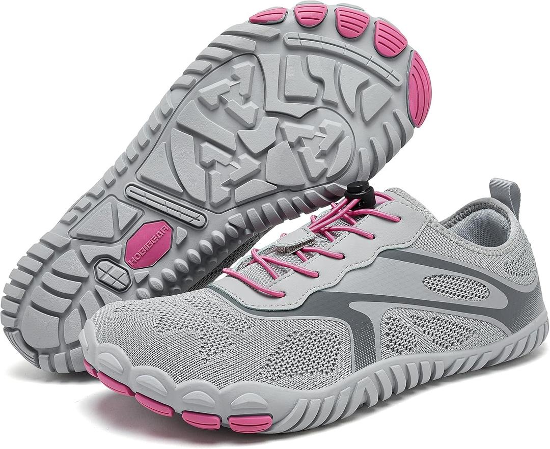 HOBIBEAR Barefoot Shoes for Men Women Wide Toe Box Zero Drop Cross-Training Minimalist Unisex (Light Gray)