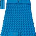 Double Camping Sleeping Pad, 4" Extra Thick 2 Person Inflatable Sleeping Pad with Built-in Foot Pump & Pillow, Ultralight Self Inflating Camping Mattress for Tent, Backpacking, Hiking, Travel, RV