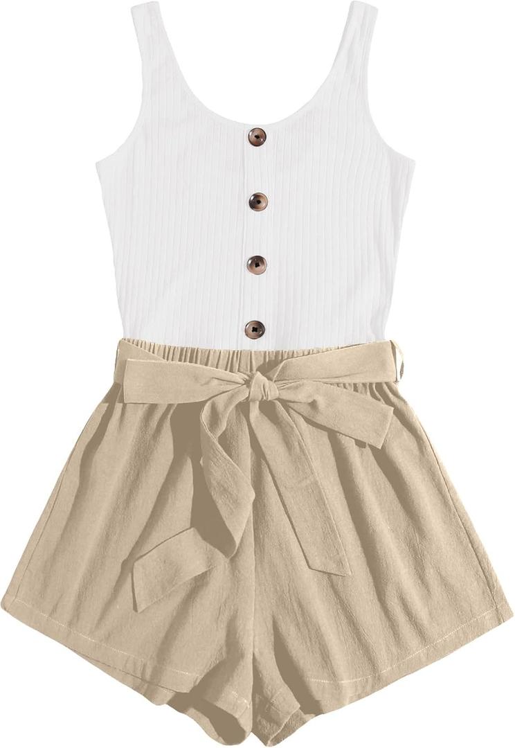 SOLY HUX Casual Summer Rompers for Women Sleeveless Vacation Outfits Short Jumpsuit (Medium, Multicoloured Colorblock)