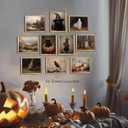 Vintage Halloween Wall Art Posters Prints Set of 10  Gothic Witchy Canvas Decor, Dark Academia Ghost Black Cat Crow Art Picture Poster for Living Room Gallery Bedroom 12x16 inch