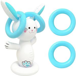 Inflatable Easter Bunny Ring Toss Game, 18 in High Carnival Games with 4 Inflatable Rings Perfect for Adults Outdoor and Indoor Fun Birthday Parties and Easter Celebrations