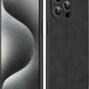 Duxsmei for iPhone 15 Pro Max Case - 6.7", TPU & Suede PU Leather, Anti-Vibration & Anti-Slip Ultralight Luxury Case for Men & Women (Black)