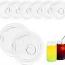 8 Pcs Acrylic Lids for 16 oz Glass Cups Plastic Tumbler Replacement Lids Spill Proof Reusable Glass Cup Lid for Beer Can Iced Coffee Cups Drinking Glasses - Crystal