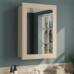 Buruis 20 x 28 Inch Bathroom Wood Medicine Cabinet Mirror, Oak Finish