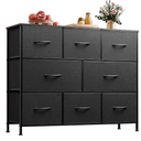 WLIVE 8 Drawer Dresser for Bedroom, Fabric Black Dresser with Large Storage Drawer Unit for Entryway, Chest of Drawers for Living Room
