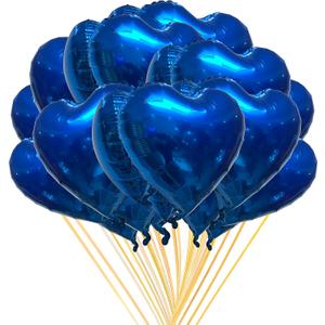 Jonhamwelbor 20Pcs 18 inch Blue Foil Mylar Heart Shape Balloons Decorations Valentines Birthday Wedding Baby Shower Party (Royal Blue)