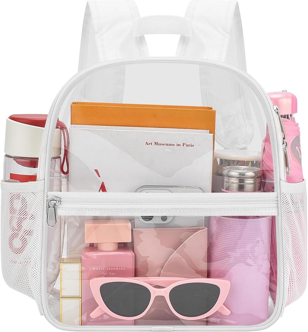 Oraben Clear Backpack for Stadium Events Stadium Backpack Waterproof 12x6x12 Clear Bag for Adult Concert Sport Work (White)