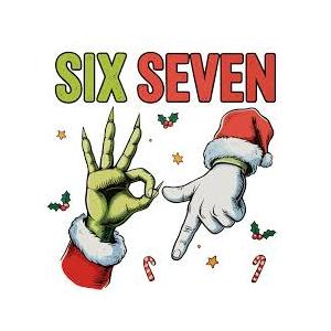 Katinat Funny Christmas Ornaments, Santa Says Six Seven Meme 67 Ornament, Christmas Stocking Stuffers Gifts for Teens Kids Friends Coworkers (SIX Seven Ornament)
