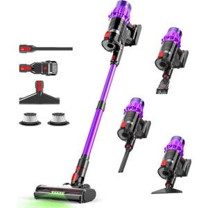Cordless Vacuum Cleaner, 600W 50Kpa 70Mins, Handheld Cordless Vacuum, All Floors/Sofas/Pet Hair (Purple)