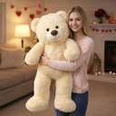 HollyHOME Teddy Bear Stuffed Animal Plush Giant Teddy Bears with Footprints Big Bear 36 inch Beige