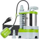 Green Expert Submersible Sump Pump, 1.5HP 5500GPH Effluent/Sewage Pump for Dirty Water, Auto/Manual Tethered Float, Adjustable Intake Base, 25ft Cord, Solids up to 0.8in, Basement Pit Drainage