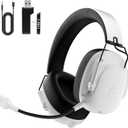 Wireless Gaming Headset for PS5, PC, PS4, Switch, Gaming Headset with Detachable Noise Cancelling Mic, 2.4GHz & Bluetooth 5.3 Dual Connection, 7.1 Surround Sound, White
