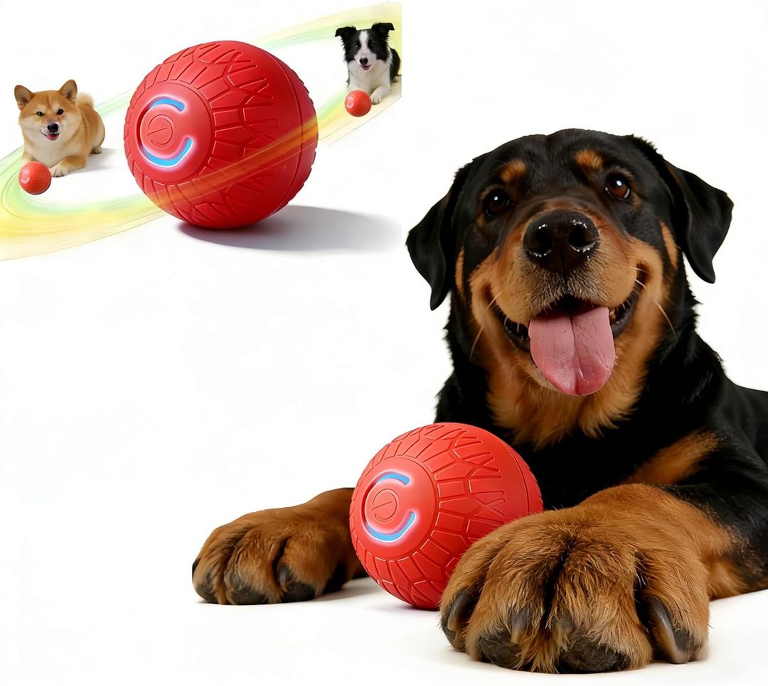 TEYYVN Interactive Dog Ball, Moving Dog Ball for Aggressive chewers,Self-Bouncing Vibrating & Auto-Rolling, Auto Stop Touch Start Jumping Ball Toy for Medium/Large Dogs (Orange)