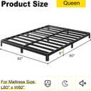 Yicensen 6 Inch Low Profile Queen Bed Frame Rounded Corner No Box Spring Needed, Heavy Duty Metal Queen Size Platform Bed Frame, Easy Assembly, Noise Free, Black