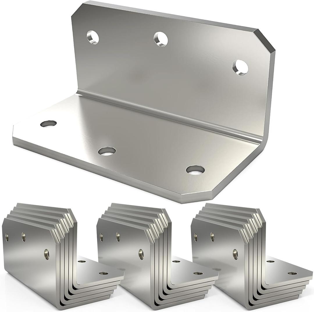 L Bracket Corner Brace(15PCS), 4 Inch Galvanized Medium L Angle Iron Heavy Duty, Joint Fastener Brackets,90 Degree Right Angle Corner Bracket for Wood Furniture Frame Fence