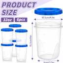 6 Pack Freezer Containers with Screw On Lids 32 Oz | Stackable Reusable Plastic Storage Container, Airtight Plastic Food Storage Containers with Twist Top Lids for Food Soup Jell