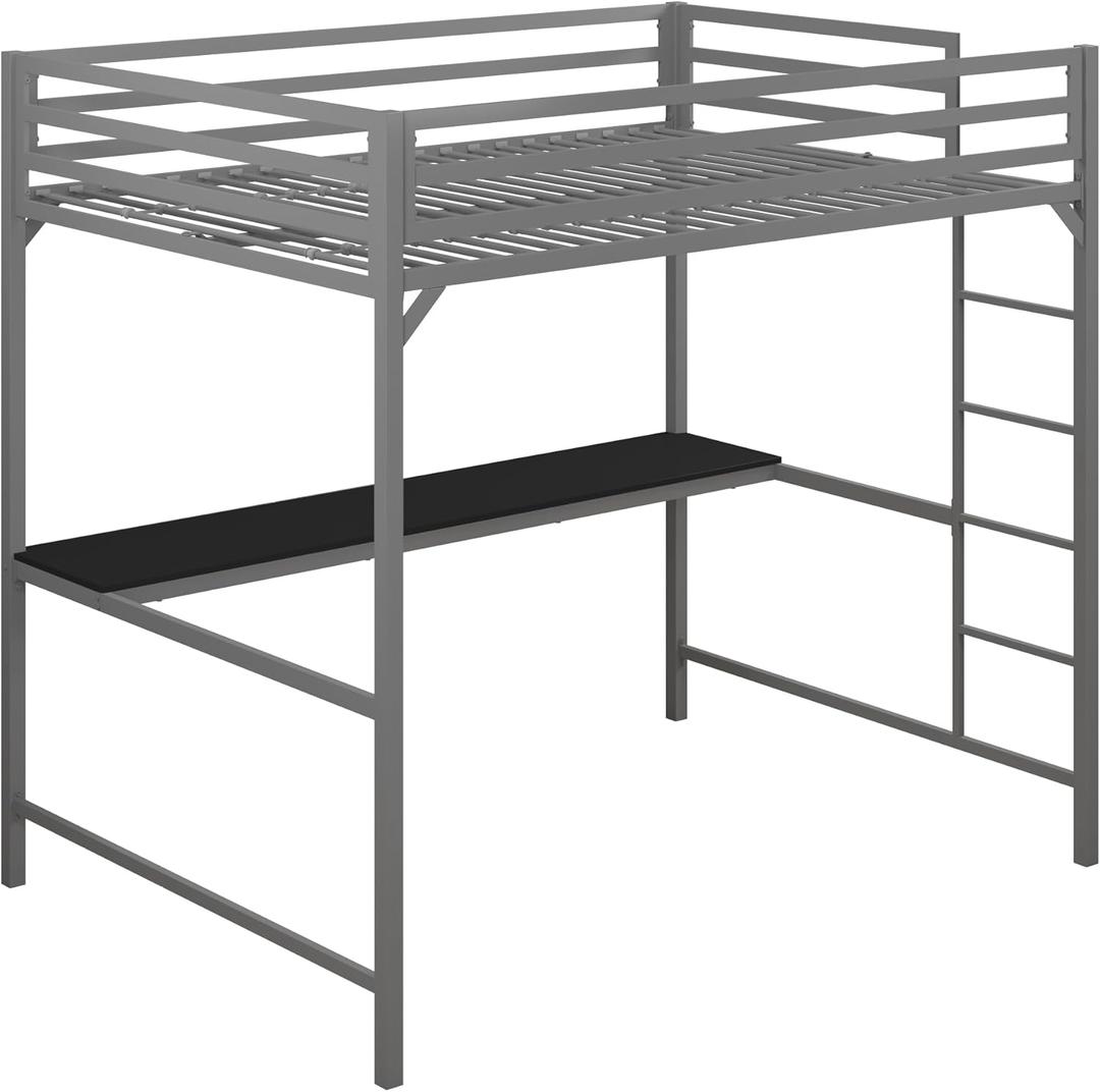 DHP 4308429 Miles Full Desk, Silver Metal Loft Bed