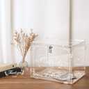 Ywlake Acrylic Wedding Card Box Money Post Gift Box Holder, Clear Card Box Large Letter Envelope Boxes with Lock and Slot for Reception Anniversary Birthday Party Baby Shower