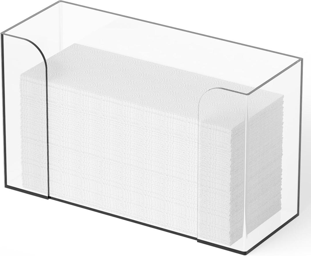 Acrylic Clear Paper Towel Dispenser Countertop,11 Long Multifold Paper Towel Dispenser and Napkin Dispenser for Bathroom,Suitable for Z-fold,Folded,Trifold,C fold and Tri Fold Paper Towels Holder