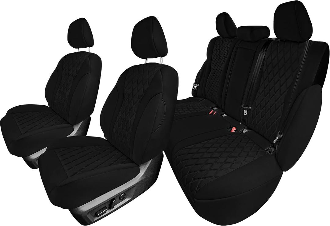 FH Group Custom-Fit Car Seat Covers Specifically Made for 2021-2024 Nissan Rogue, Full Set Black Ultraflex Neoprene Waterproof Automotive Seat Cover, Full Seat 