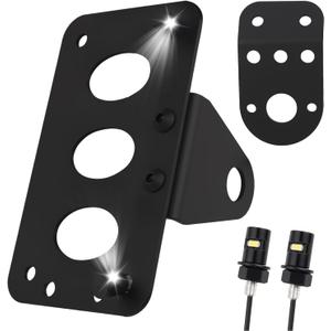 Side Motorcycle License Plate Bracket with LED License Plate Light,Heavy Duty Motorcycle Licenses Plates Holder for Horizontal/Vertical Installation,Universal Motorcycles Plates Mount