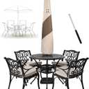HAMLER Patio Umbrella Cover, Heavy Duty Waterproof Market Parasol Umbrella Covers for Outdoor Umbrellas with Zipper & Telescopic Rod, Outdoor Umbrella Cover Fit 7.5ft to11.5ft Garden Umbrella (Market-85H x 20DIA inch, Brown & Beige - Market)