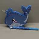 Small Dolphin Piata Under the Sea Piata with Blindfold Bat and Confetti for Kids Dolphin Piata Ocean Dolphin Piata Decorations for Kids Birthday Party Baby Shower Supplies, 16 x 12.6 x 3"