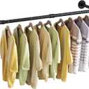 Wall Mounted Clothes Rack 38.4in, Industrial Pipe Wall Mount Clothing Rack, Heavy Duty Iron Garment Racks, Space Saver Multi-purpose Hanging Rod for Laundry Room, Closet Storage, 1 Pack