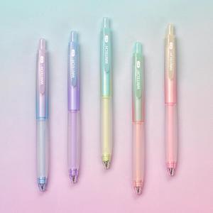 WRITECH Retractable Gel Ink Pens: 0.7mm Fine Point Black-Ink Aesthetic Gradient Color Barrel Soft Grip Medium Point Pen 5ct with 5 Refills for Journaling Smooth Writing Quick-dry No Bleed