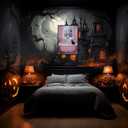 Halloween Pink Ghost Bubblebath Canvas Posters Bathroom Cute Ghost Black Cat Wall Art Goth Dark Academia Bubblebath Prints Painting For Living Room Bedroom Wall Decor 16x24in Unframed (16L" x 24W", Multi 14)