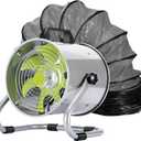 Utility Blower,8 Inch Exhaust Fan,2500R/MIN High Velocity Portable Ventilator,Air Extractor Fan with 16 Ft / 5m Duct Hose for Paint Booth,Industrial Basement and More