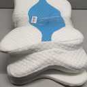 Memory Foam Pillows, Cervical Pillow for Neck and Shoulder Pain Relief, Ergonomic Contour Bed Pillow, Soft for Side Sleep Stomach Sleeping and Back Sleeper (Queen Size-24.8''Lx14.96''Wx5.78''H, Sky Blue)