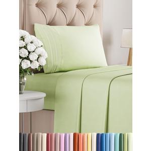 Twin XL Size 3 Piece Sheet Set - Comfy Breathable & Cooling Bed Sheets Set - Hotel Luxury Bedding for Women, Men, Kids, Teens, Boys & Girls - Deep Pockets & Wrinkle Free - Oeko-Tex - Light Sage Green