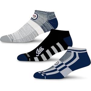 For Bare Feet NHL Unisex Stripe Stack 3 Pack (Large, Winnipeg Jets)