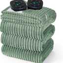 Bedsure GentleSoft Electric Blanket King Size - Soft Ribbed Flannel Heated Blanket with Dual Control, Heating with 10 Heat Settings & 10 Time Settings, 8 hrs Timer Auto Shut Off (90x100 inches, Green)