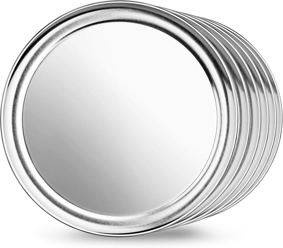 New Star Foodservice Restaurant-Grade Aluminum Pizza Pan/Tray, Wide Rim, 12 Inch, Pack of 6