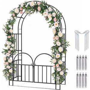 7FT Garden Arch Arbor Heavy Duty Metal Arbour Archway Garden Arch Trellis for Climbing Plants Outdoor