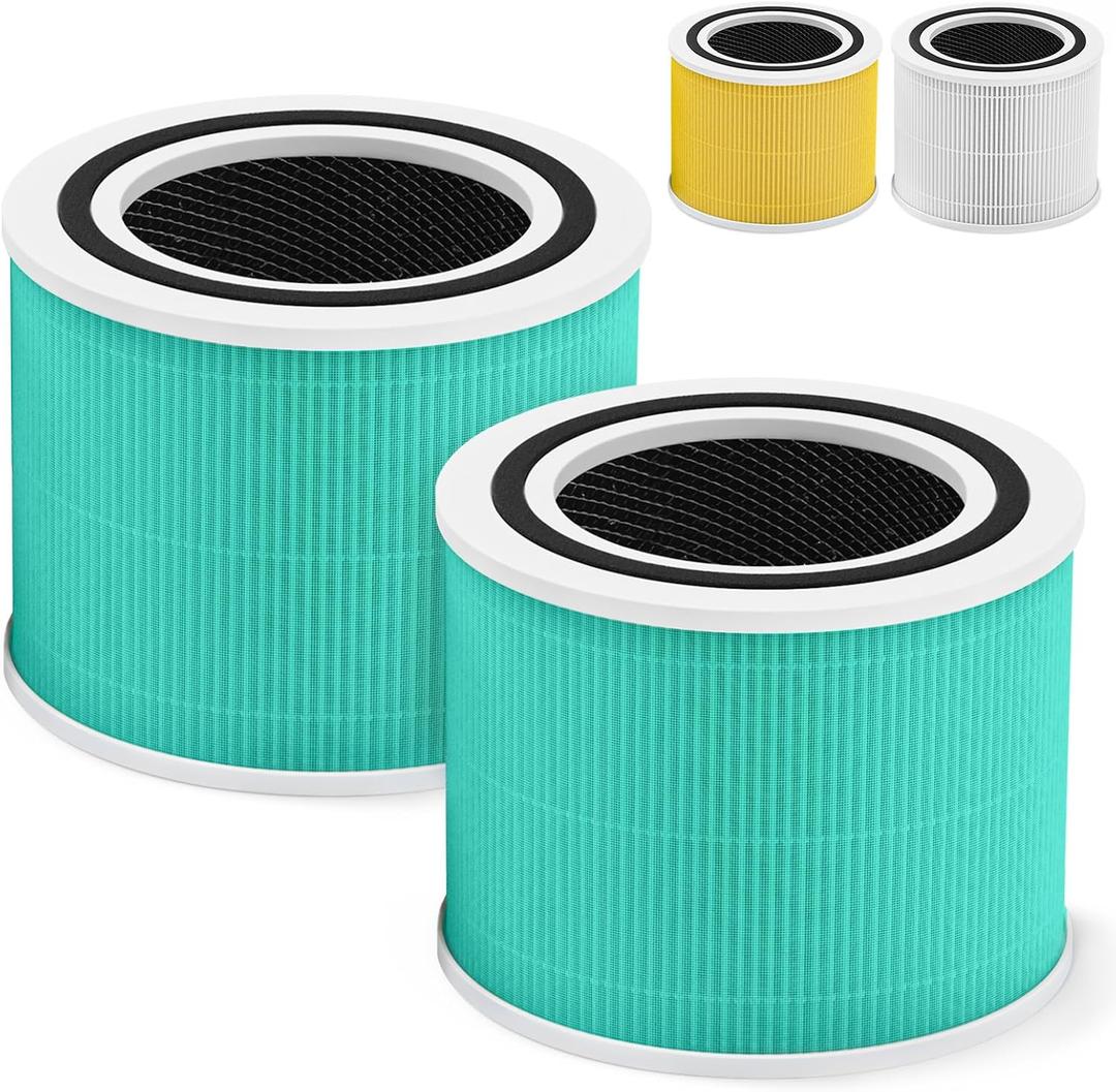 Core 300 Toxin Absorber Replacement Filter for LEVOIT Core 300 Core300-P Core 300S Core 300S-P VortexAir Air Purifier, 3-in-1 HEPA and Activated Carbon, Core 300-RF-TX, 2 Pack, Green