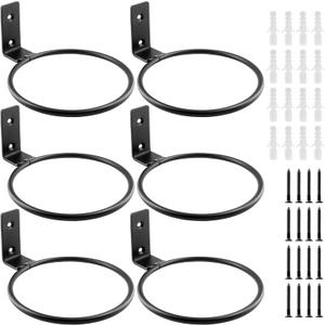 6 Pack 8 inch Flower Pot Holder Ring, Flower Pot Holder Ring Wall Mounted Set Wall Mounted Metal Planter Hanger Matte Black Hanging Plant Holder
