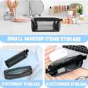 Makeup Brush Bag, PU Leather Makeup Brush Organizer, 16 Slots Portable Makeup Brush Pouch, Travel Mesh Cosmetic Bag With Foldable Makeup Brush Cleaner Bowl