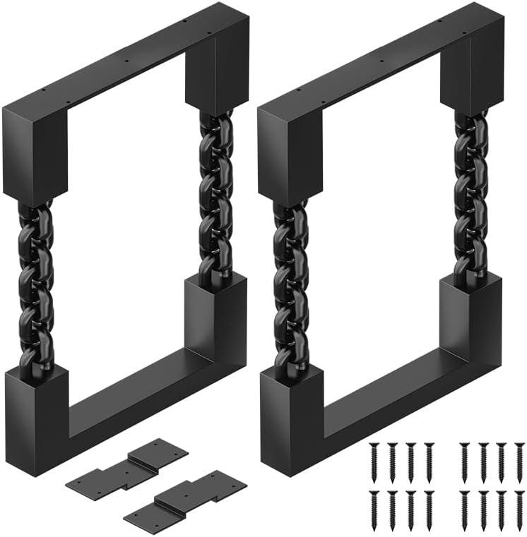 Orgerphy 30 Black Metal Desk Legs (2PCS)| Heavy Duty Rectangle Chain Shape Furniture Legs for Desk| Metal Furniture Legs| Industrial Style Tea Table Legs for DIYers(30x18in